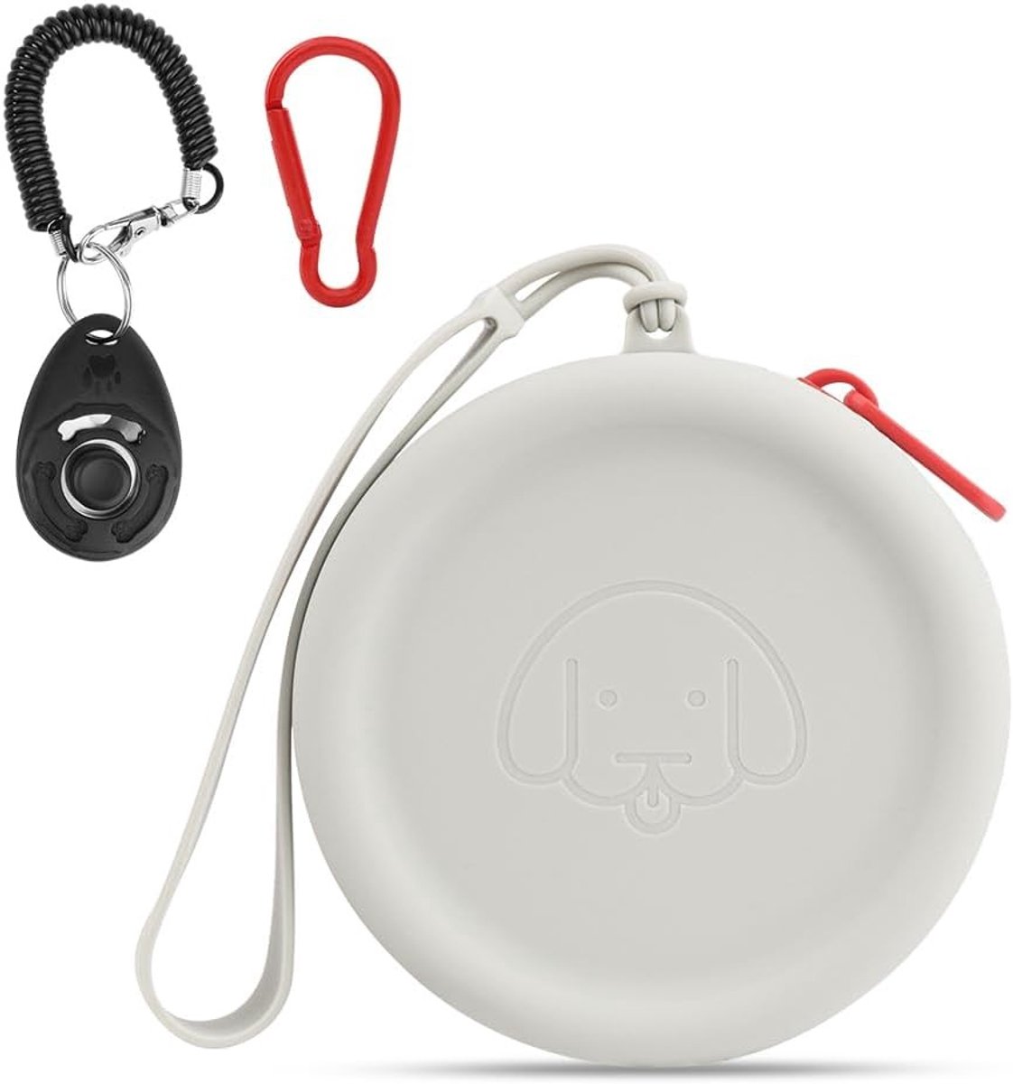 Hondensnackzak van silicone met clickers voor training van honden en katten, compact en eenvoudig te reinigen, geurloos en met rits voor onderweg