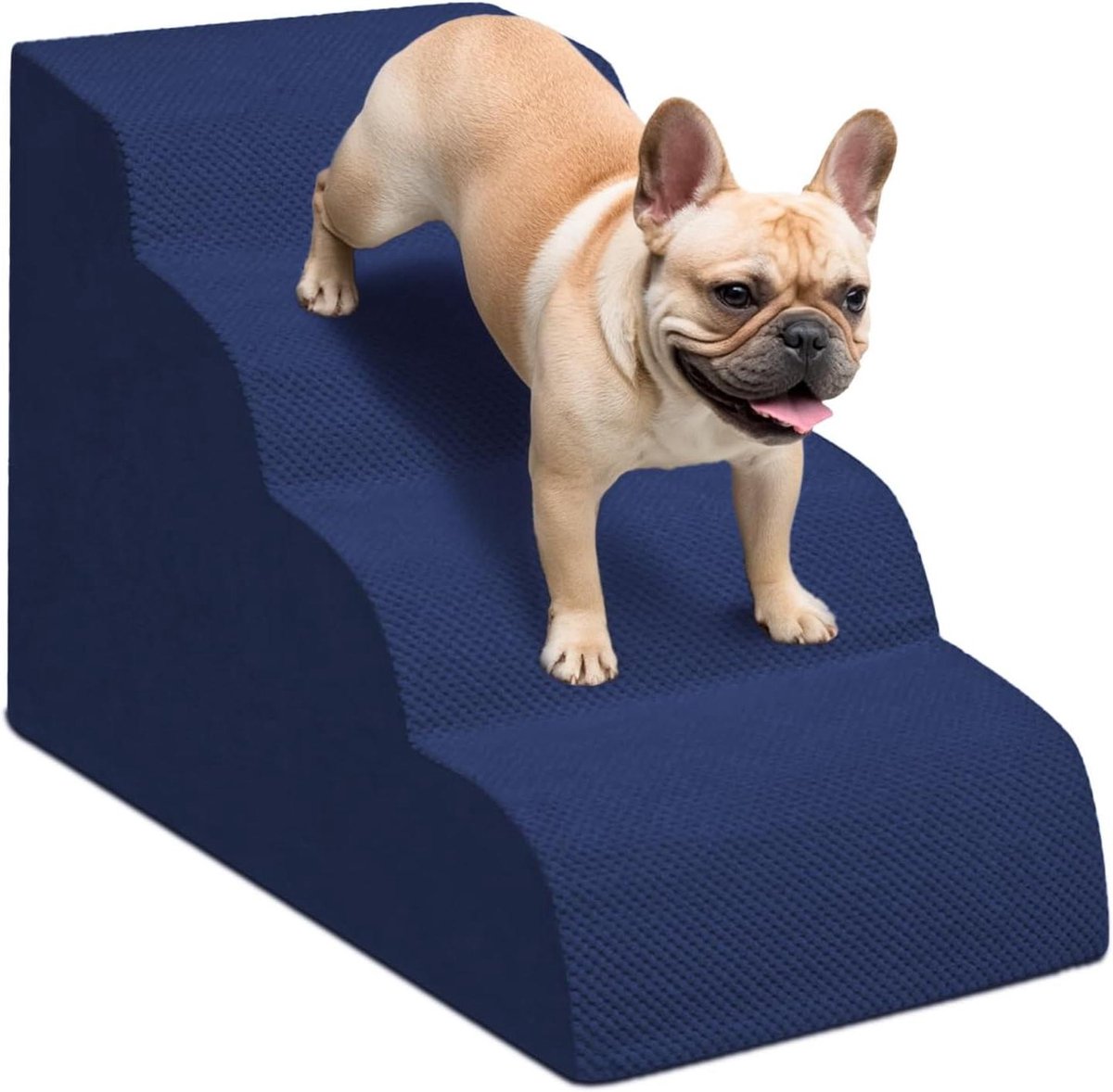 Huisdier Trappetje - Hondenladder Kattenbrug - Veilig op meubels - 4 Stevige Treden - 52 cm Hoog - Marineblauw