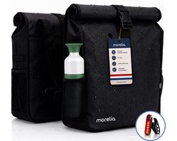 Morelia® Fietstas Dubbele Rolltop (52 Liter Zwart) - 100% Waterdicht - Incl Achterlicht - Fietstassen - Fietstassen Electrische Fietsen - Fietstassen Dubbel - Tarpaulin materiaal