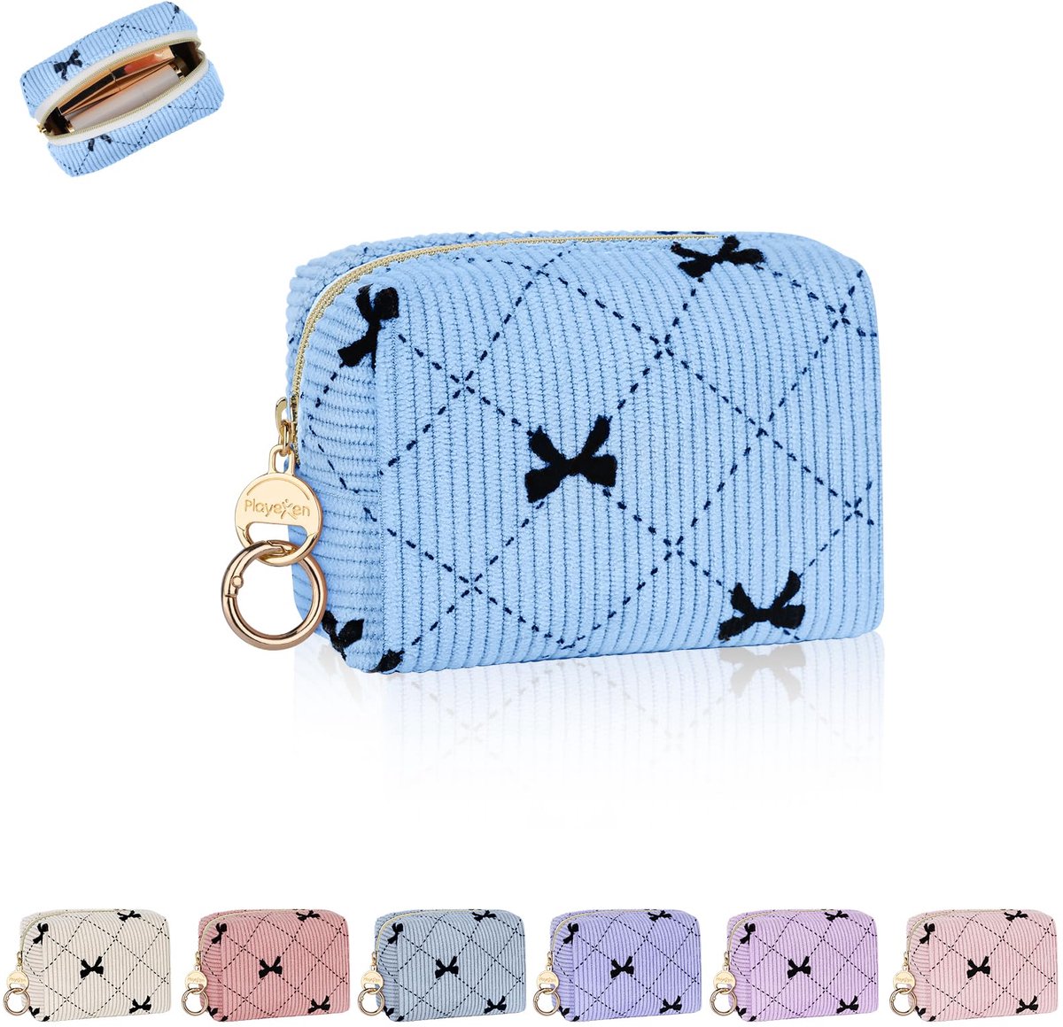 Reis-toilettas - corduroy stof - ritssluiting - handige make-up-organizer - ShopVlot