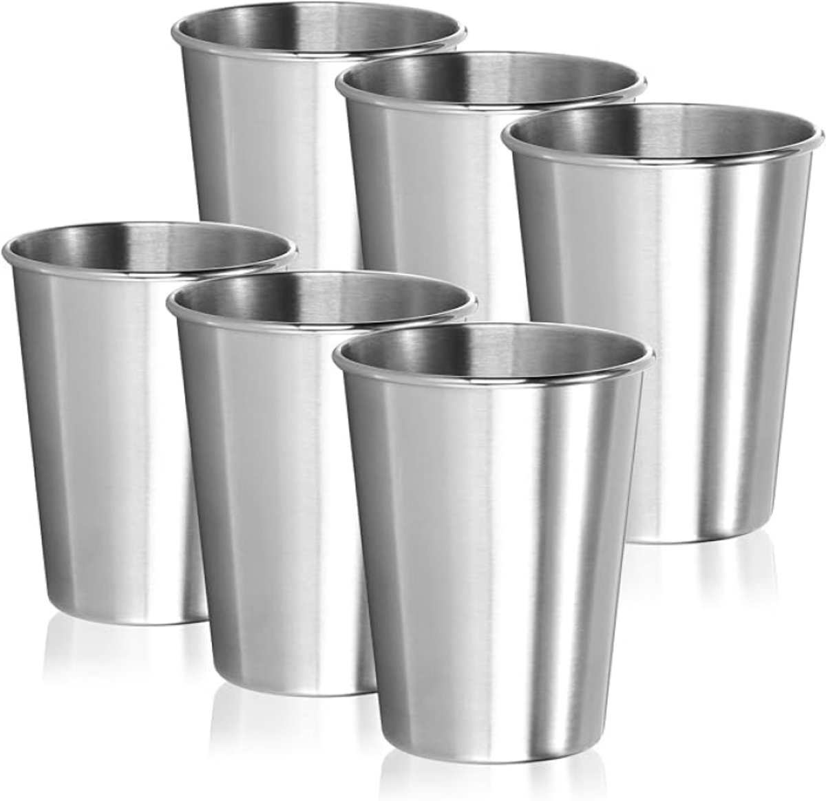 6 stuks RVS 304 campingbekers 250 ml - roestvrijstalen drinkbekers, stapelbaar en vaatwasmachinebestendig