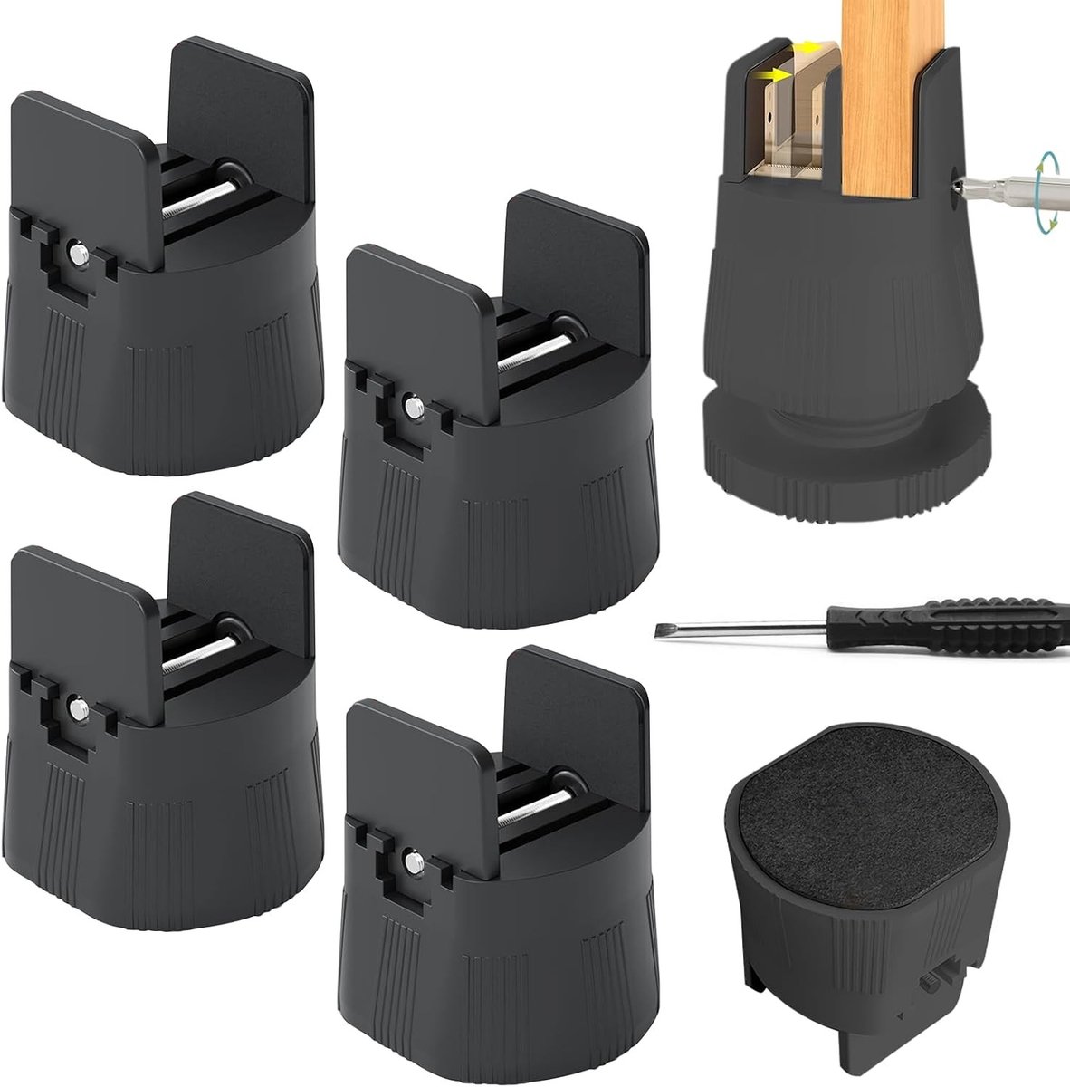Verstelbare meubelverhogers voor bed en stoelen, 4 stuks, 6-8 cm, geschikt voor ronde en vierkante poten, zware belasting