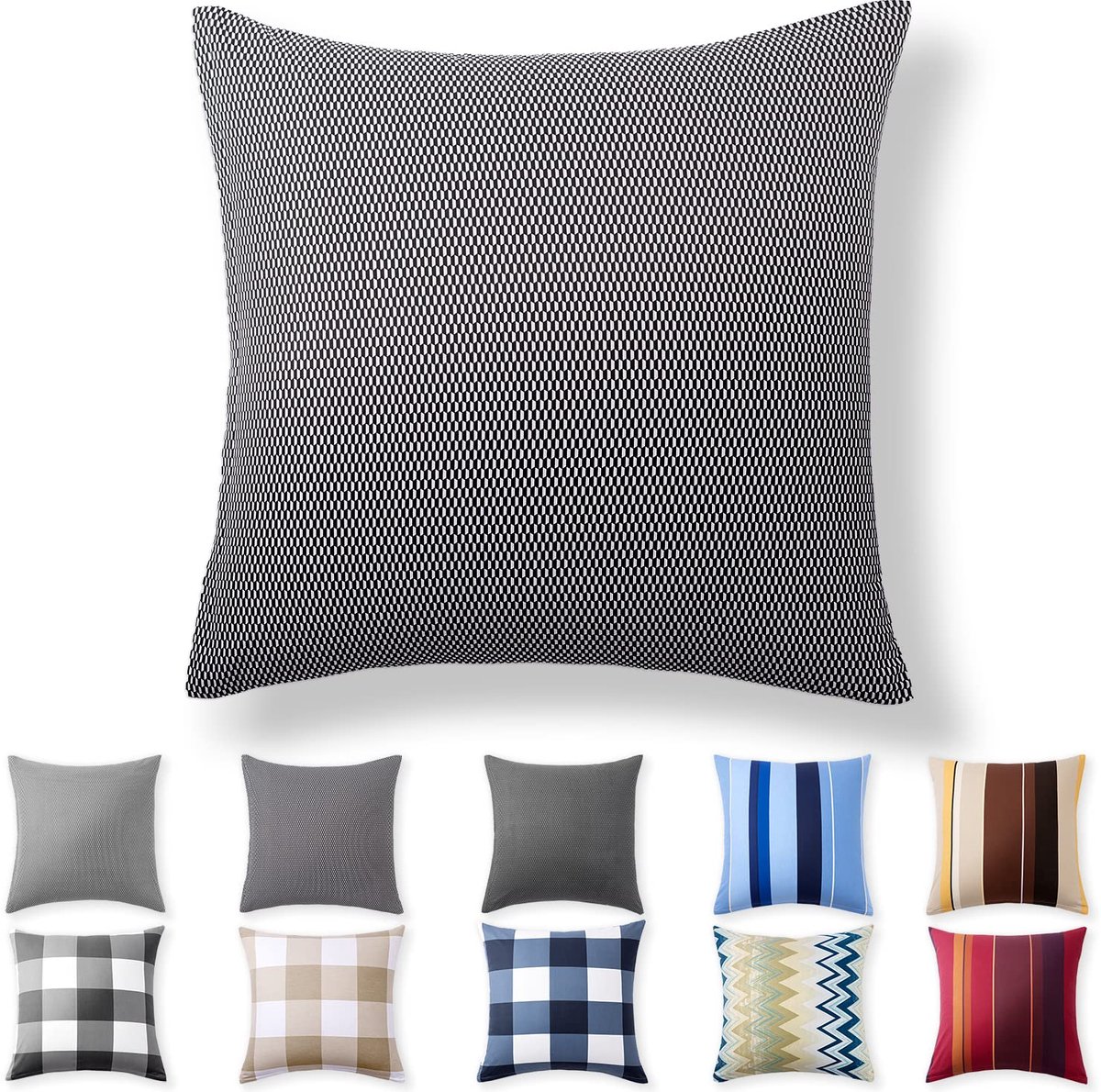 Kussensloop 40 x 40 cm - 100% katoen - zwart diamantenpatroon - superzacht - ShopVlot