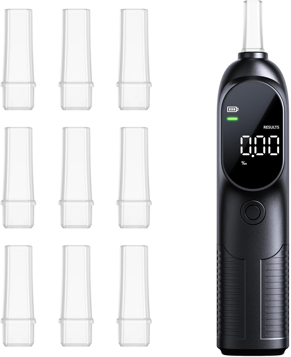 Alcoholtester met hoge nauwkeurigheid - persoonlijke ademanalysator - slimme sensor met display - Luxento