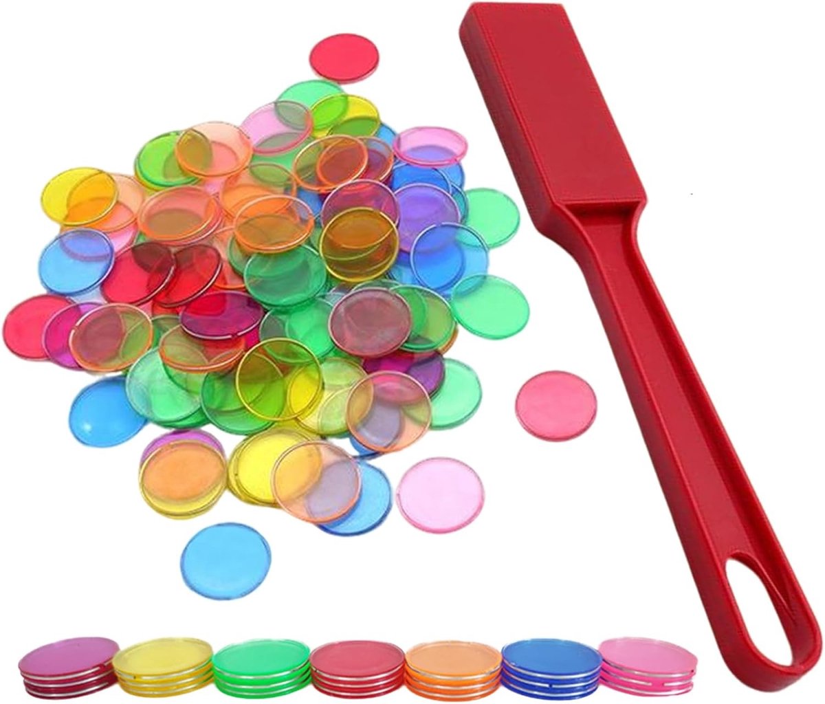 Magnetische Bingo Set met 100 Speelchips, Lichtbox en Bingo Stok voor Educatieve Spellen en Wiskunde Oefeningen