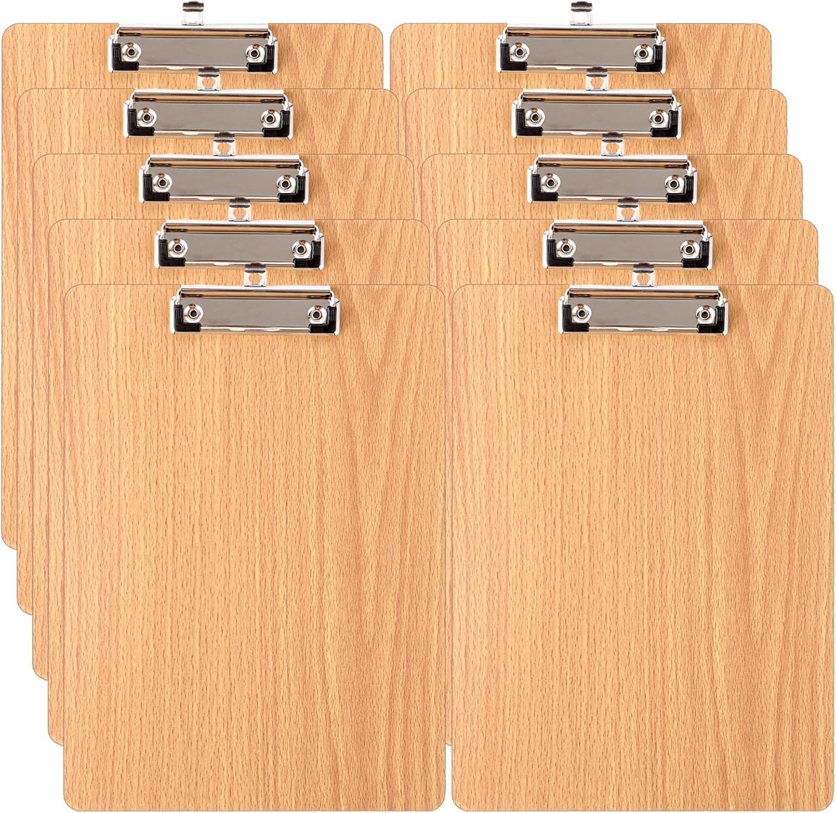 Klembord A4 hout - 10 stuks - met metalen klem en ophangoog - ideaal voor kantoor en school - ShopVlot