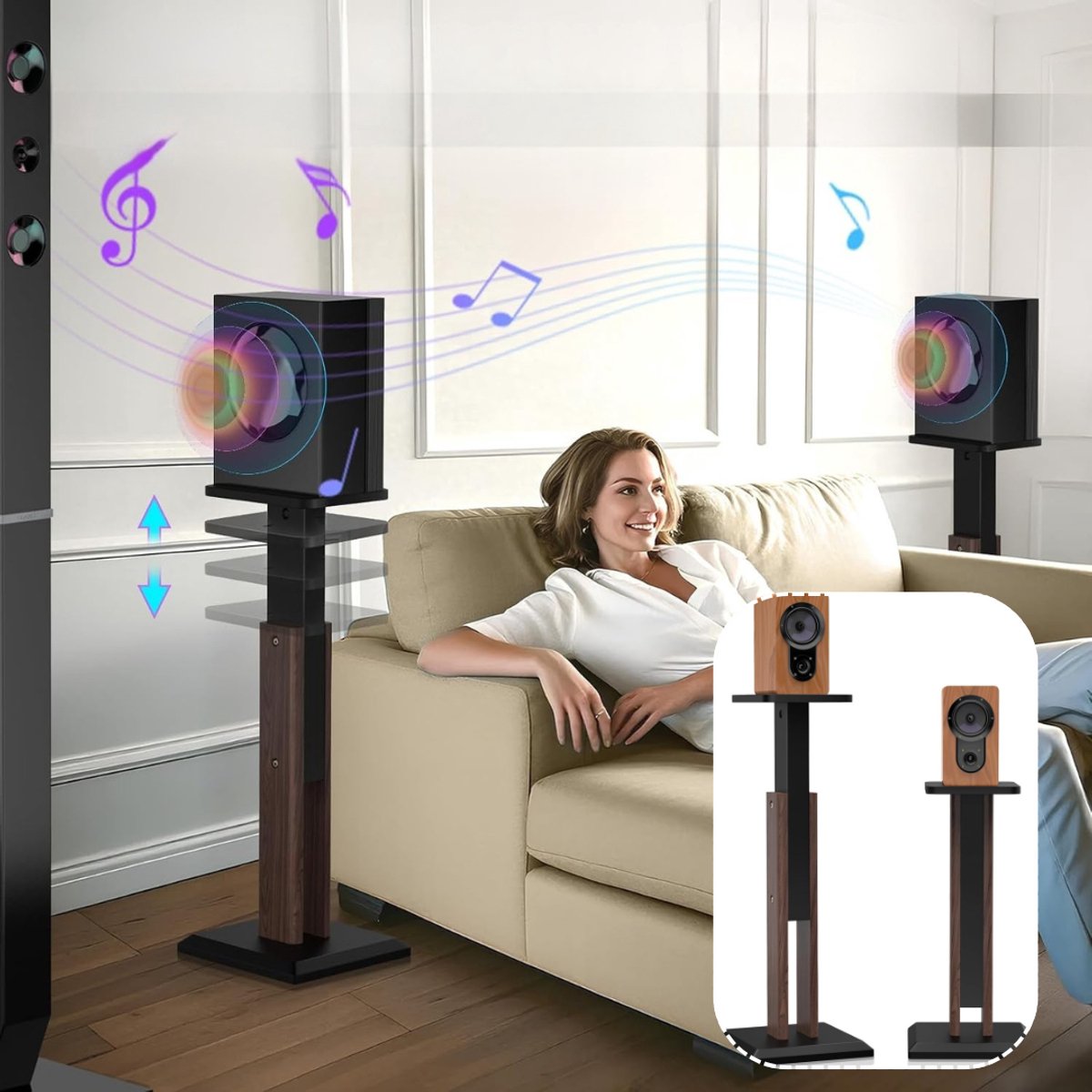 Zavio® Luidspreker Standaard - Speaker Vloerstandaard - Extra Stevig - Donkerbruin