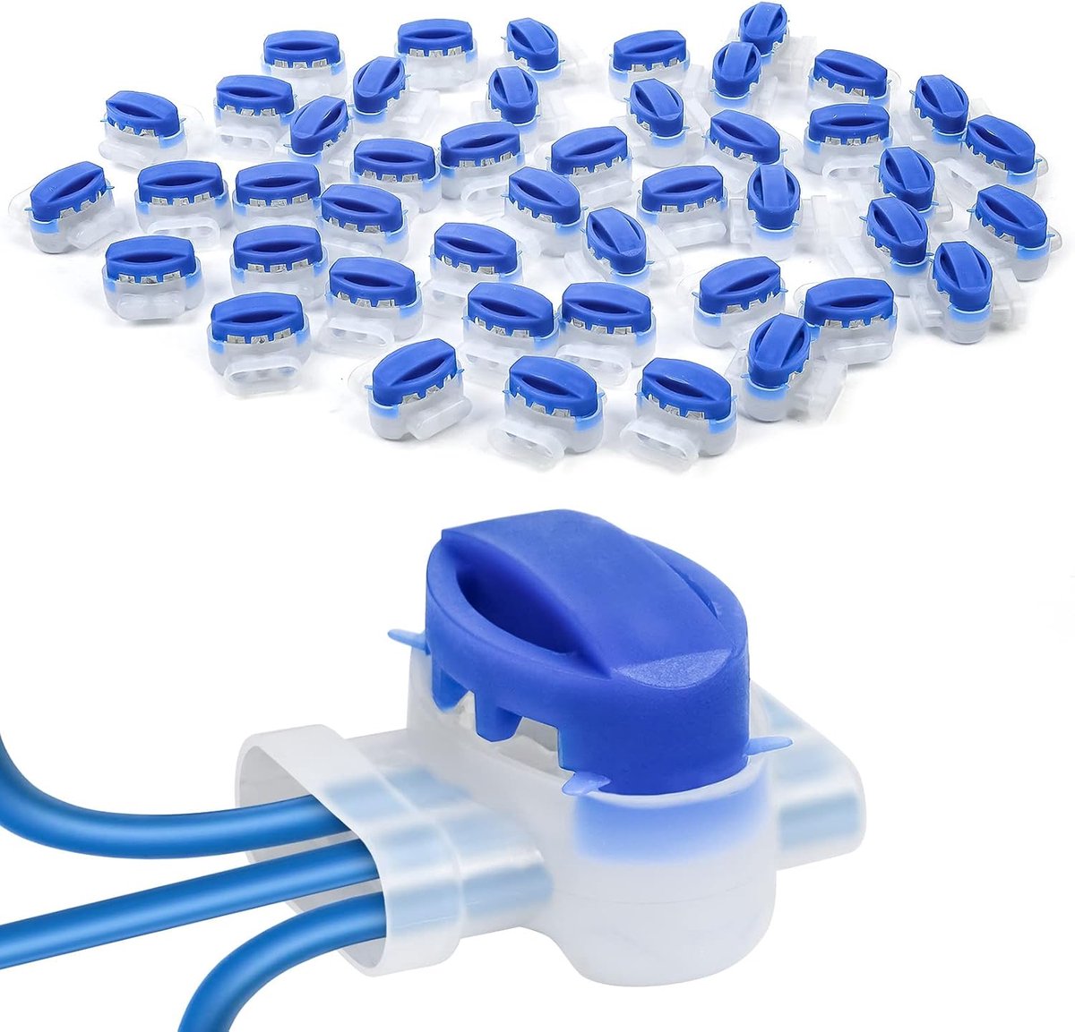 45 stuks connectors Kabelverbinders, waterdichte kabelklemmen met gel, accessoires voor robotmaaier, aansluitklemmen, kabelklemmen voor robotmaaier, verlenging, begrenzingskabel