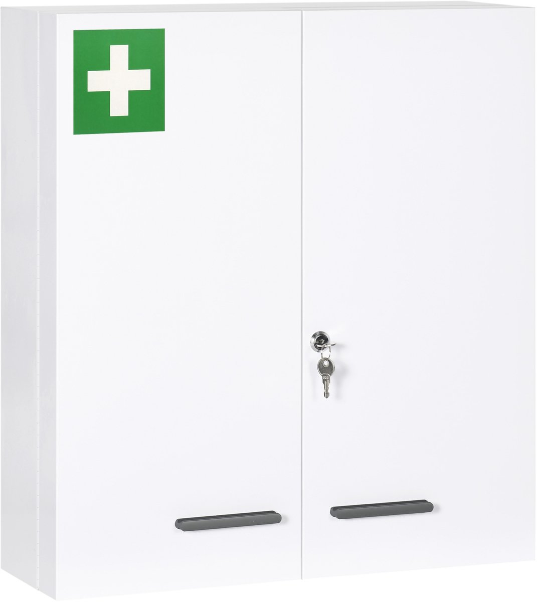 Sello! medicijnkastje – apotheekkastje –2 deuren – 6 plankjes – afsluitbaar – wandmontage – L55 × B18 × H60 cm – staal - wit