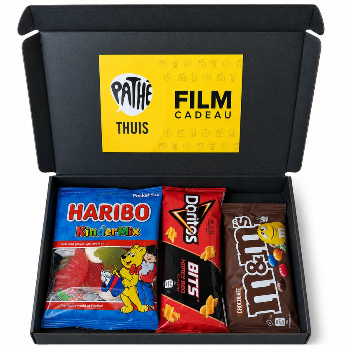 Filmpakket Small Brievenbus Cadeau – Pathé Thuis Film Cadeaukaart €5,99 – Haribo, Doritos & M&M’s – Filmavond Cadeau – Past door de Brievenbus
