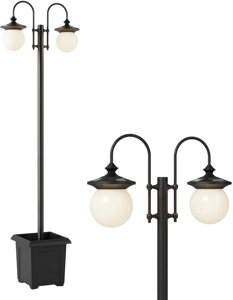 Bresht Tuinlamp - Tuinlampjes - Straatlamp - Geïntegreerde Plantenbak - Zonne-energie - IP44 Weerbestendig - Verstelbare hoogte