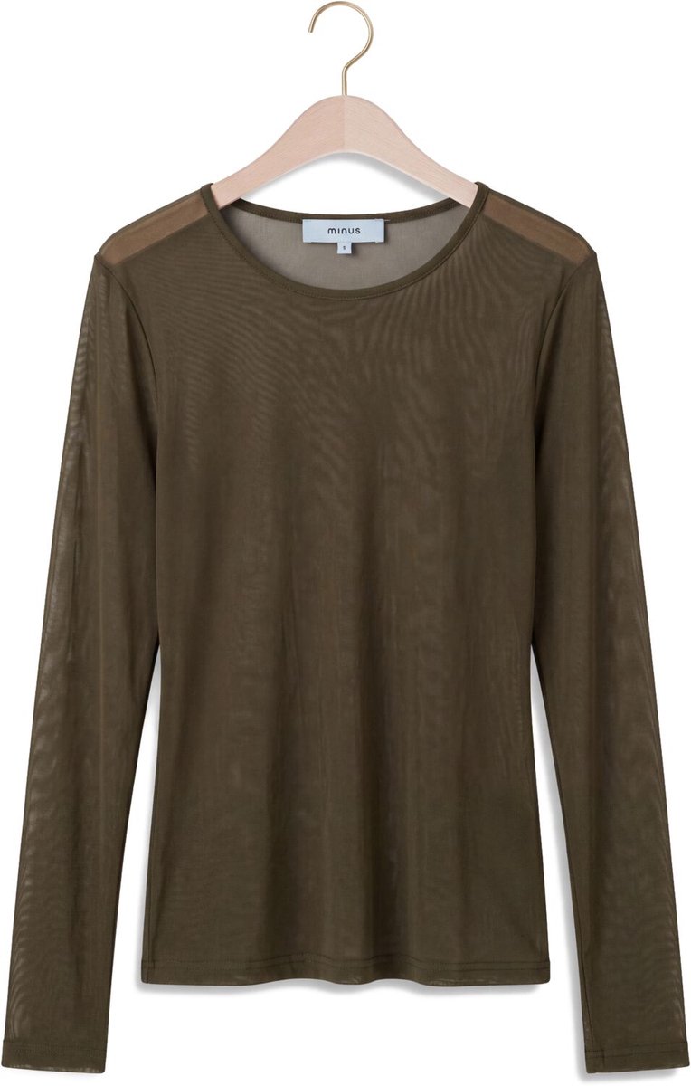 Minus Msdajana Long Sleeve Top Tops & T-shirts Dames - Shirt - Khaki - Maat XS