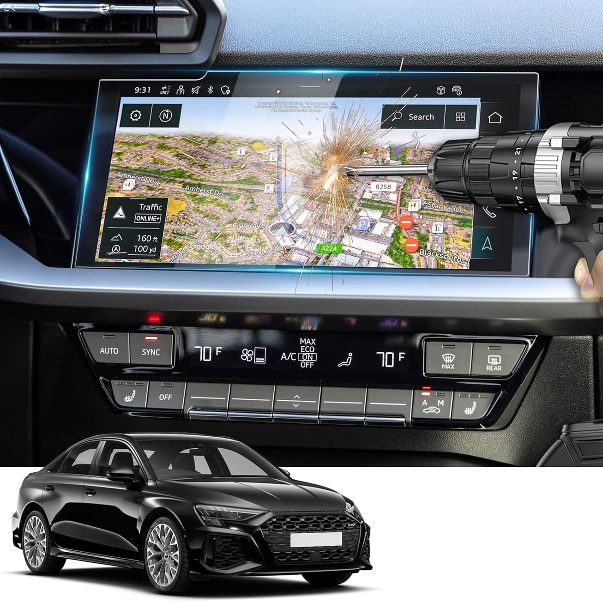 Screen Protector voor Audi A3 8Y (2020-2023) - 10.1 Inch Navigatiescherm, Tempered Glass, Stofdicht en Krasbestendig