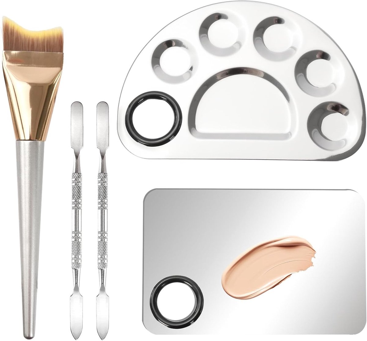 Makeuppalet met Spatel en 5 Stukken voor Foundation, Cosmetica en Nagelkunst voor Vrouwen