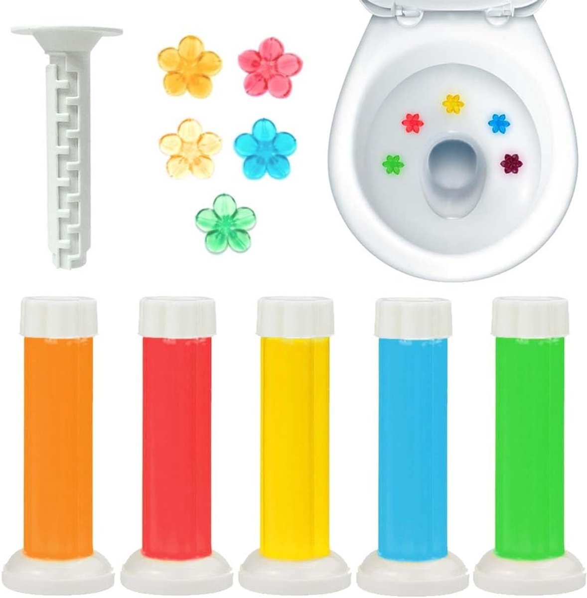 60 Toilet Gel Stamps - Verfrissende Geur, Inclusief Dispenser en Navullingen voor Toiletverfrissing en Hygiëne