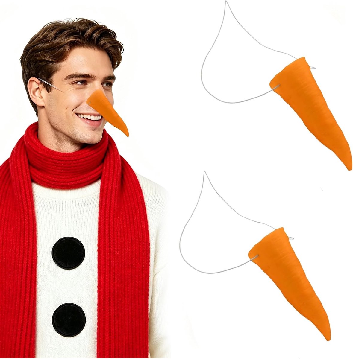 Nepwortelneus voor sneeuwpop kostuumaccessoire - Perfect voor feestjes, carnaval en Halloween