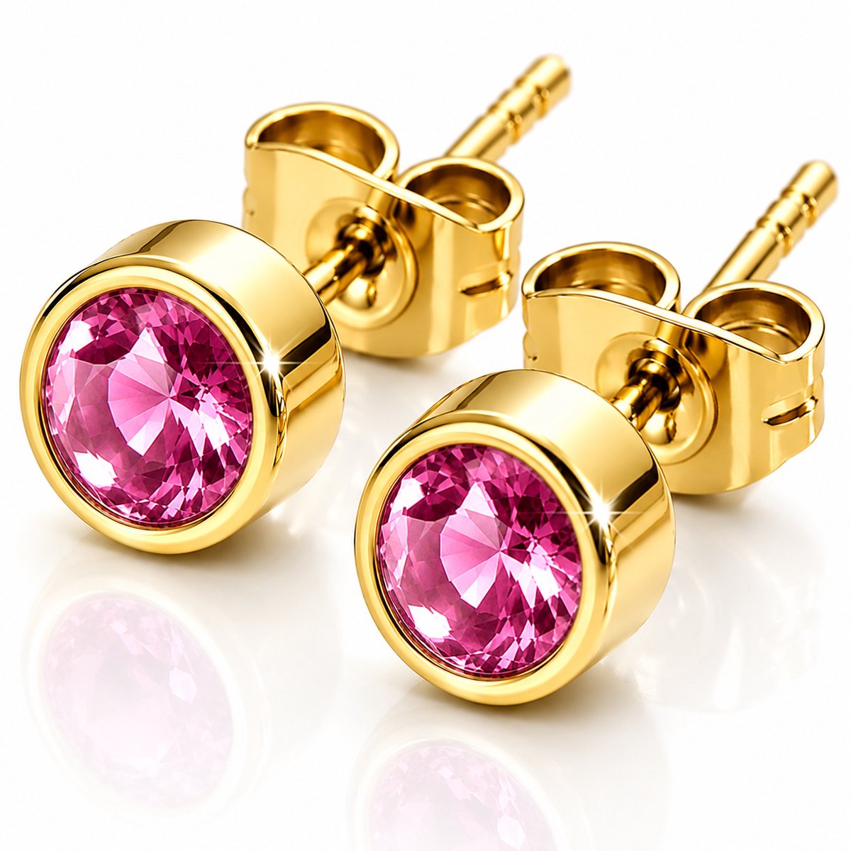 Maevi® Geboortesteen Oorbellen - Maand: Juli - Hoge Kwaliteit - Oorknopjes / Oorbel - Geboorte Steen / Birth Stone Earrings - Roestvrijstaal / RVS / Stainless Steel - Verkleurt Niet - Incl. Luxe Verpakking