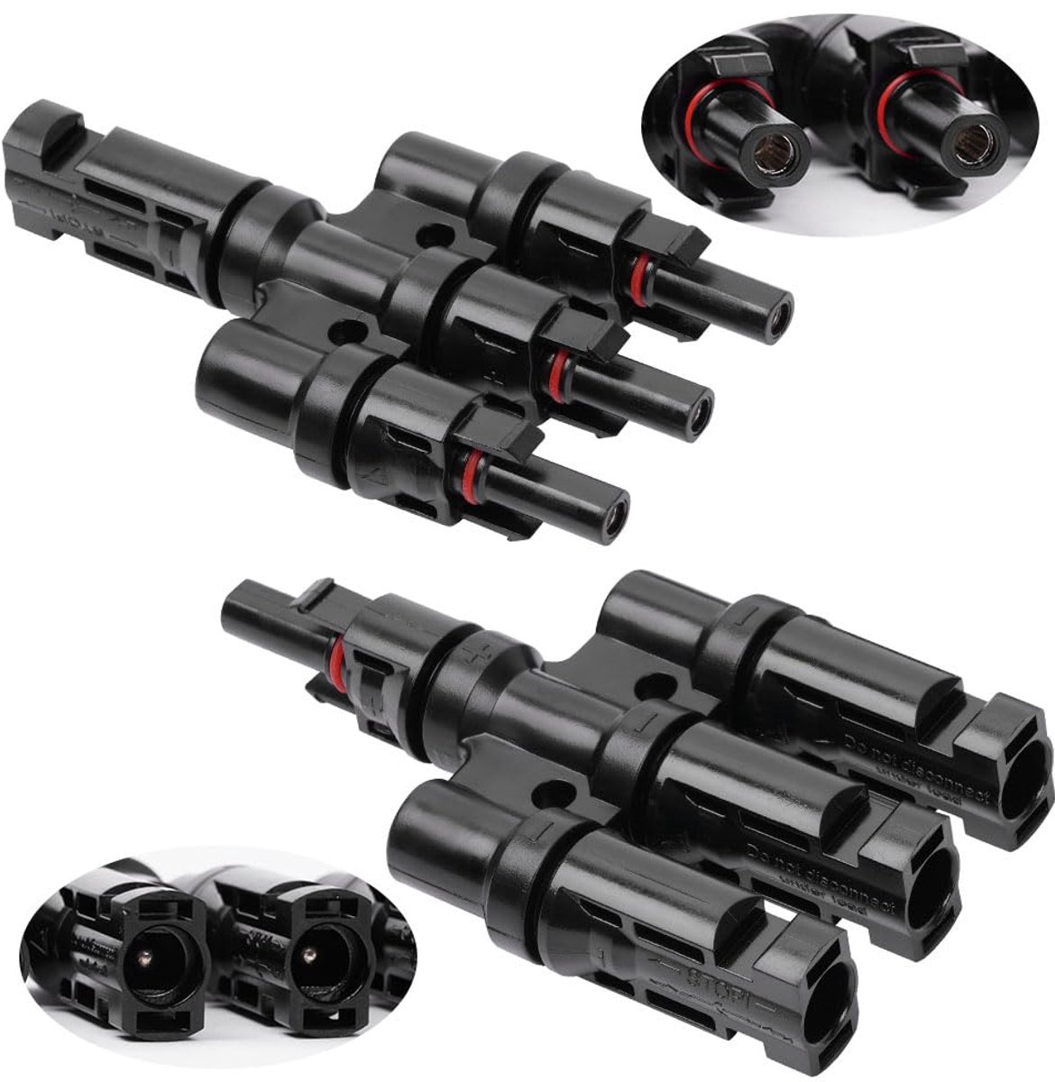 Zonnepaneel Connector, 1 Paar 3 naar 1 T Vertakking Parallelle Adapter, MFFF/FMMM, Professionele Zonnekabel Verbinding, IP67 Waterdicht voor Zonnepanelen Parallelle Verbinding