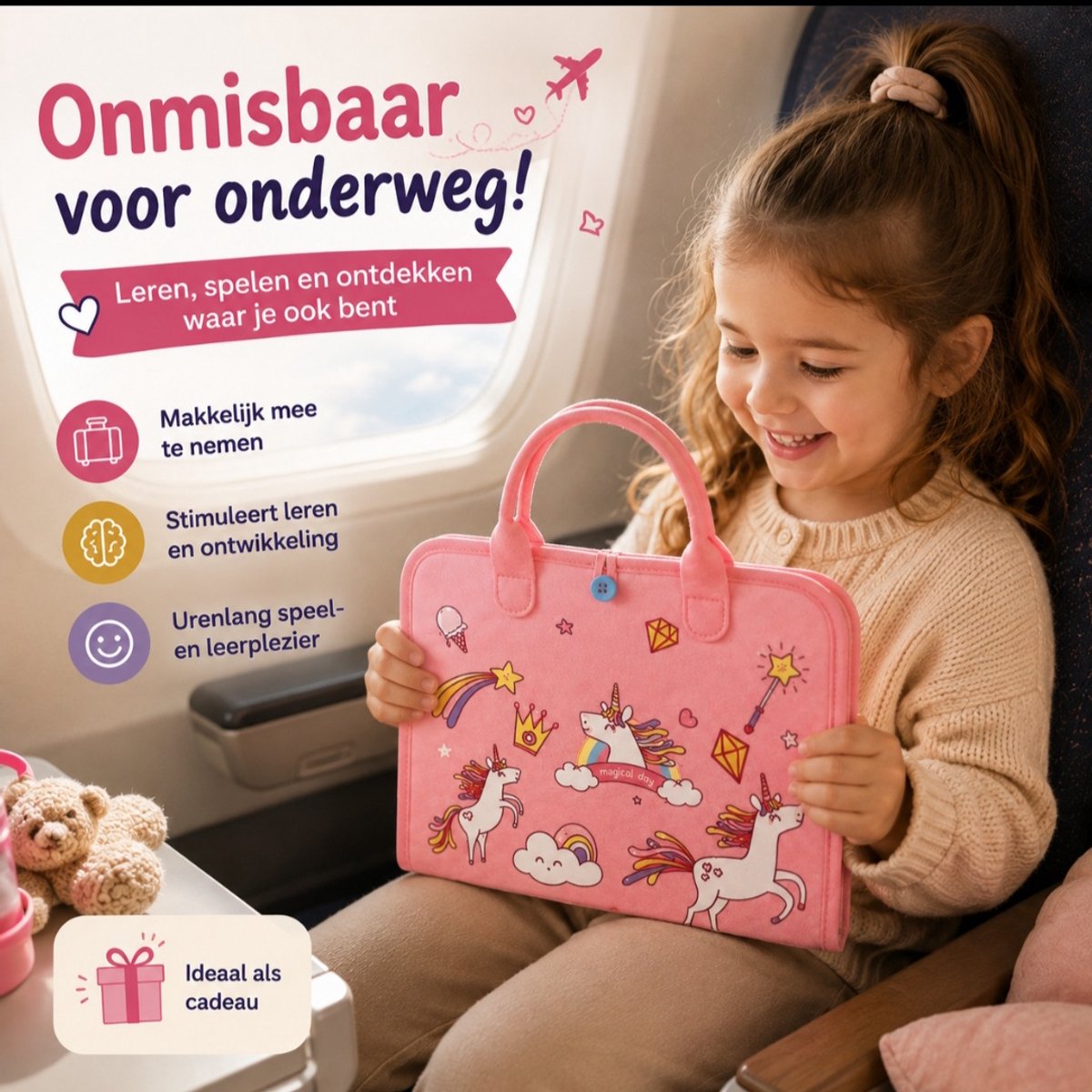 Baby Sonrisa Busy Book Roze - Montessori Activiteitenboek voor Baby & Peuter - Educatief Sensorisch Speelgoed - Kinderspeelgoed - Vanaf 3 Jaar — afbeelding 5