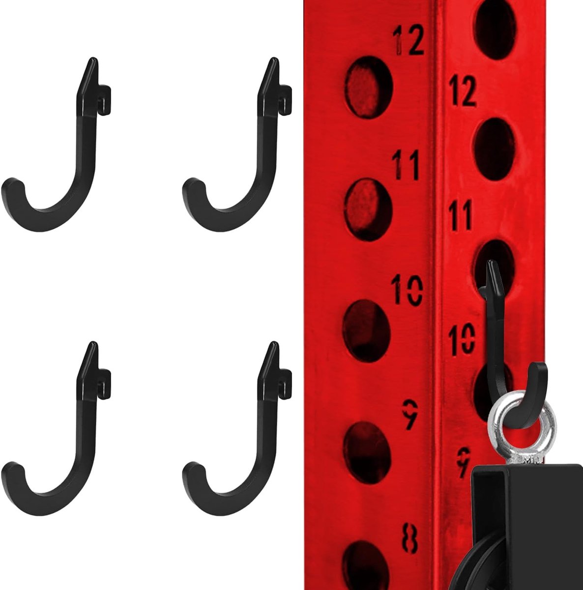 Opslaghaken voor Power Cage & Squat Rack - Zware Stalen J-Haken - 4 Stuks - Ideaal voor Fitness Apparatuur - ShopVlot