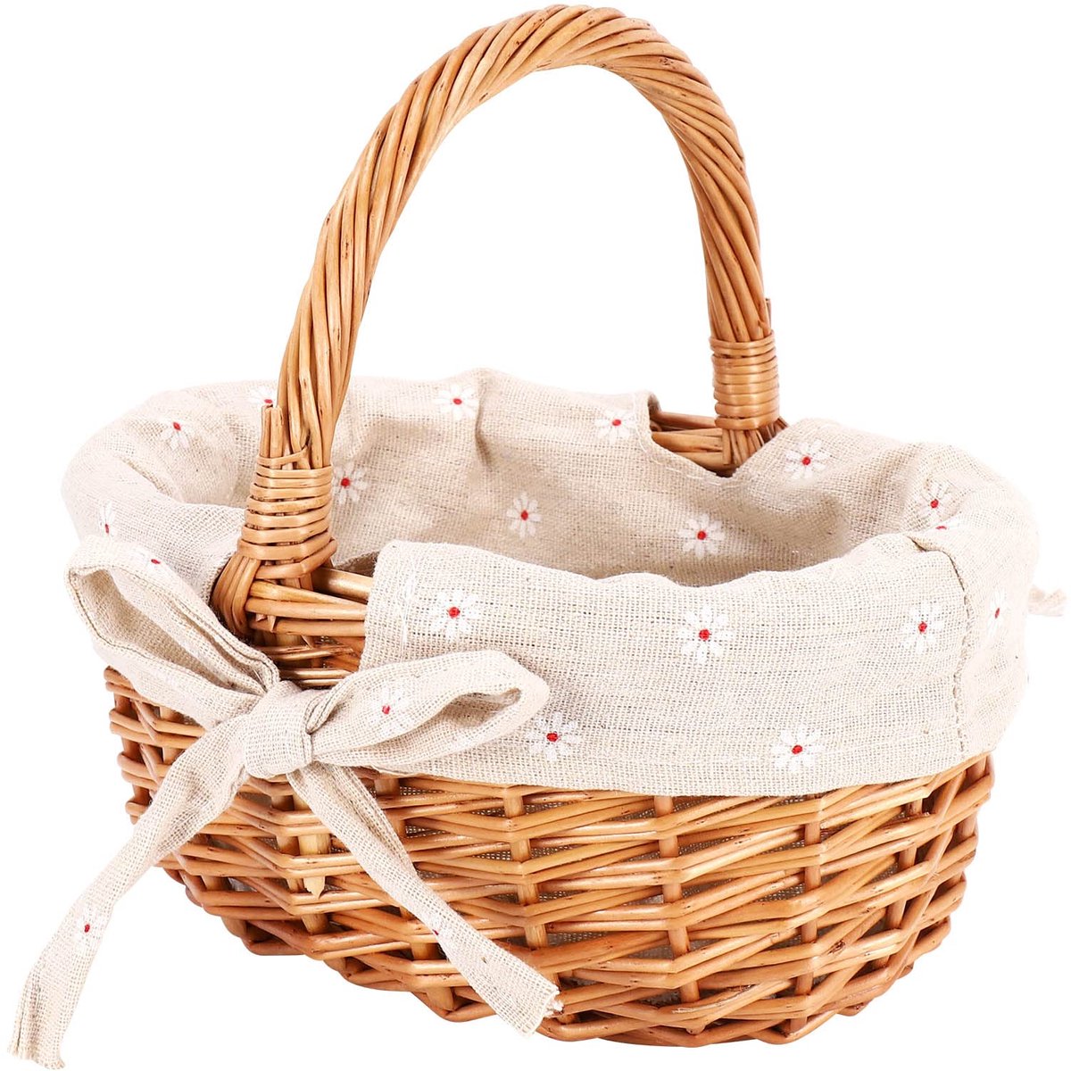 Boodschappenmand klein - gevlochten riet - met handgeweven bloemen - ideaal voor geschenken - ShopVlot