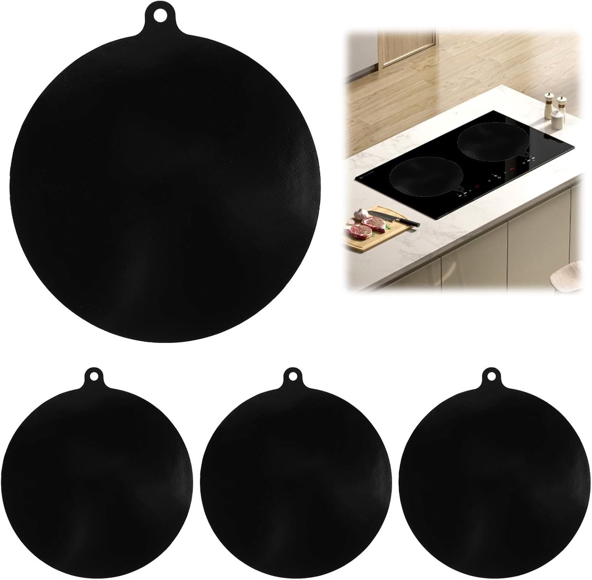 Set van 4 Inductiekookplaat Beschermmatten van 22 cm voor Veilig Koken en Onderhoud