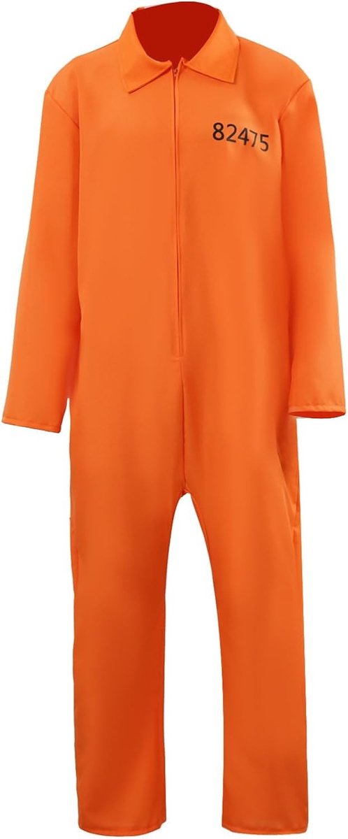 Unisex oranje gevangenis kostuum met handboeien voor mannen en vrouwen - Carnaval en cosplay outfit voor feest en verkleedpartijen