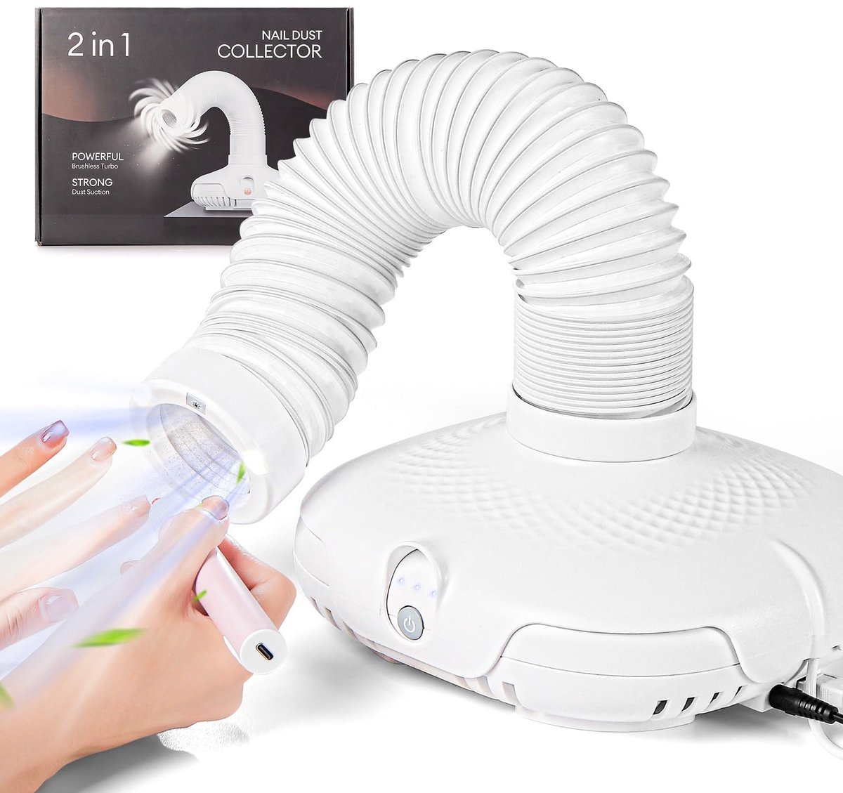 nagelstofverzamelmachine 130W - LED-licht - 360° flexibele slang - ultrastil voor stofvrije manicure - ShopVlot
