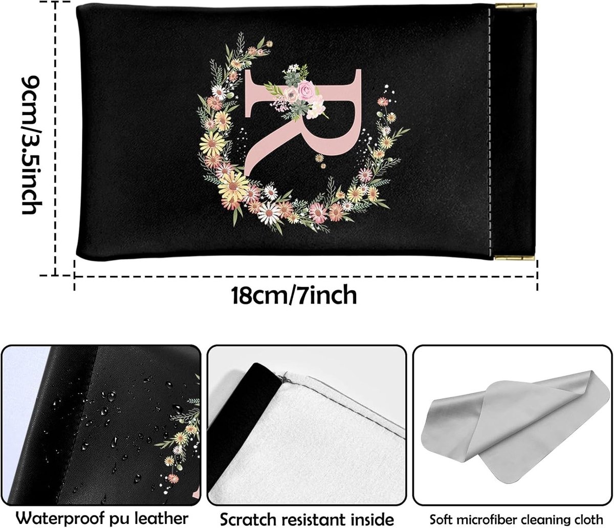 Zachte PU leren brillenkoker met schoonmaakdoekje voor dames en meisjes, schattig en esthetisch ontwerp, ideaal voor zonnebrillen en leesbrillen