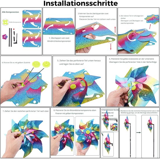 Pack van 5 Reflecterende Windmolens, Vogelafschrikker en Tuin Scarecrow voor Balkon, Binnenplaats en Dak — afbeelding 4