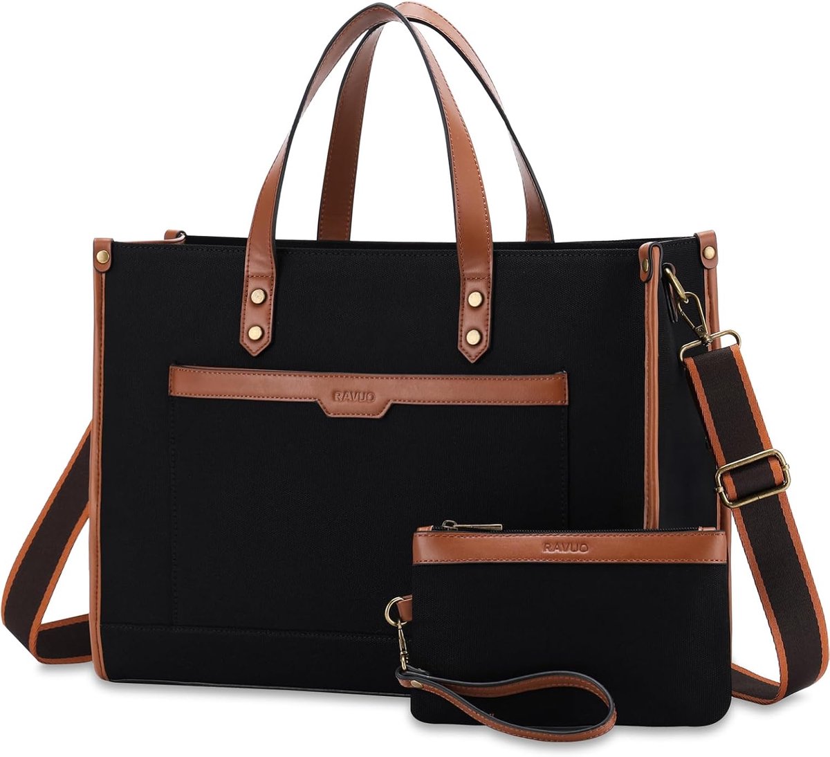 RAVUO Large Women Bag Elegant University Bag Laptop Bag 15.6 Inch Work Bag Canvas Teacher Bags Tote Bag with - ShopVlot