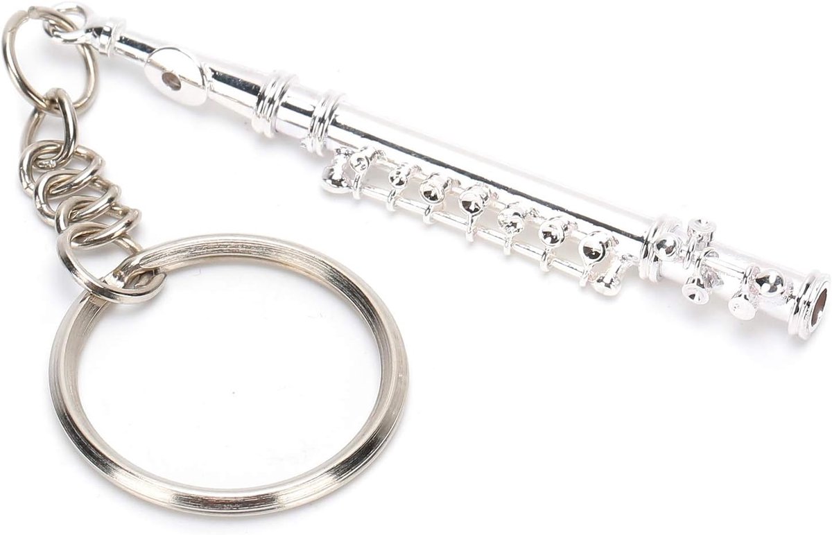 Flute Design Keychain Musical Instrument Ornament Silver Color for Wallet, Backpack, Phone Charm Bag Decoration - ShopVlot