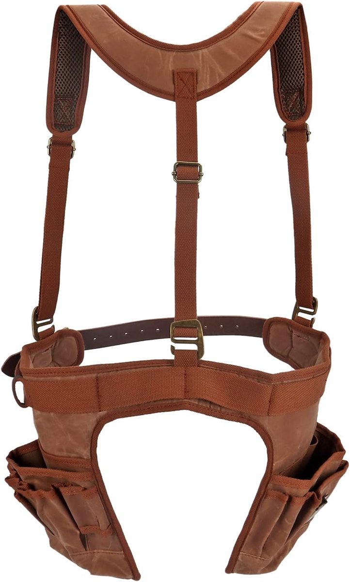 Wax Canvas Carpenters Tool Bag Work Apron Belt with Suspenders - ShopVlot