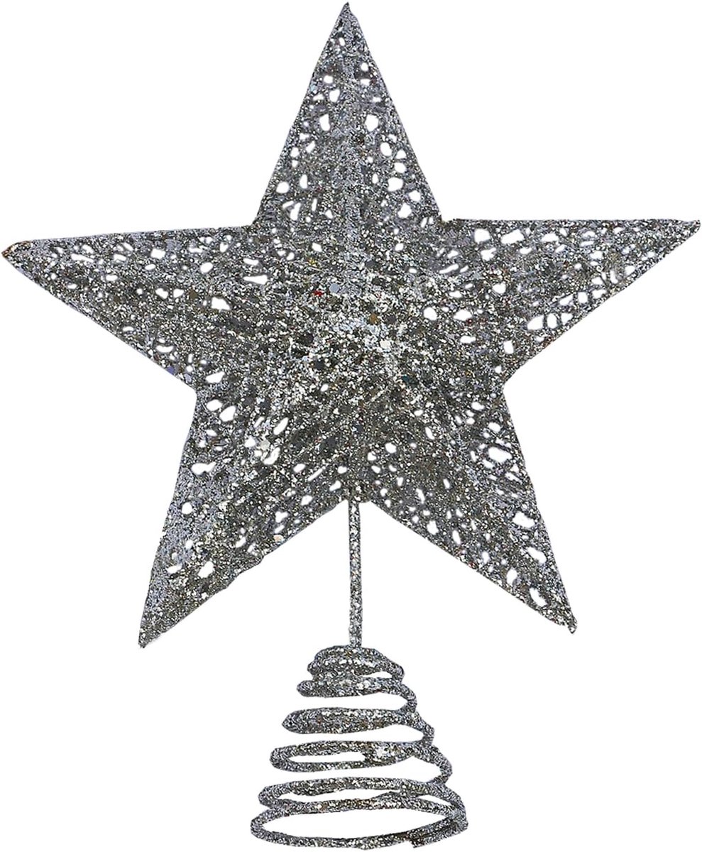 Kerstboomtopper ster 15 x 20 cm - Glitterend metaal - Uniek design - Prachtige kerstversiering - ShopVlot