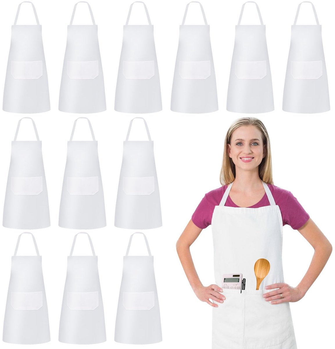 Keukenschort 75 x 65 cm - verstelbaar slabschort - uniseks met 2 zakken - waterdicht voor koken - ShopVlot