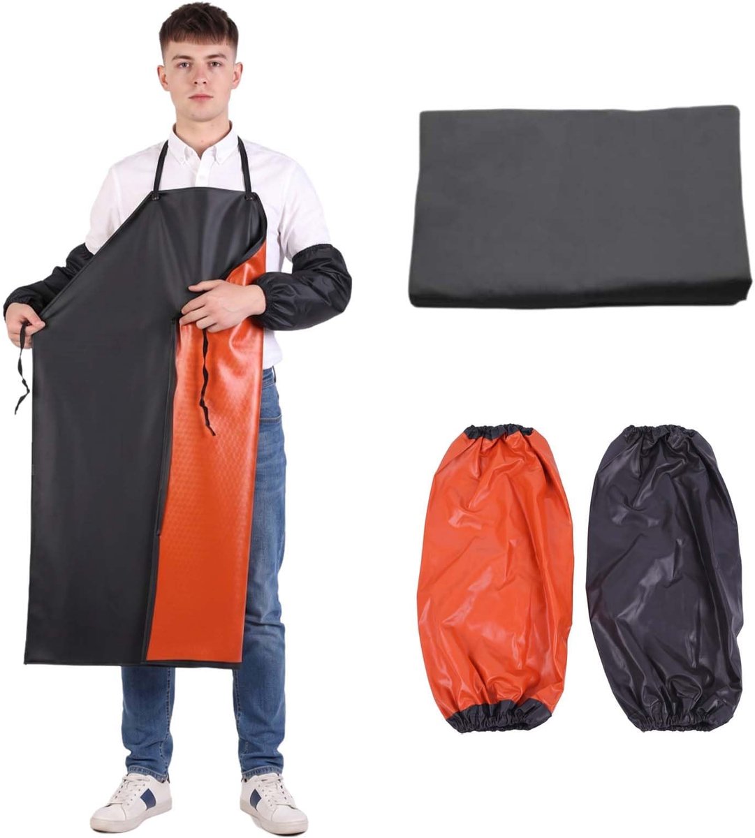 PVC-schort 80×120 cm - waterdicht rubberen schort - met 2 mouwen - ideaal voor afwassen - ShopVlot