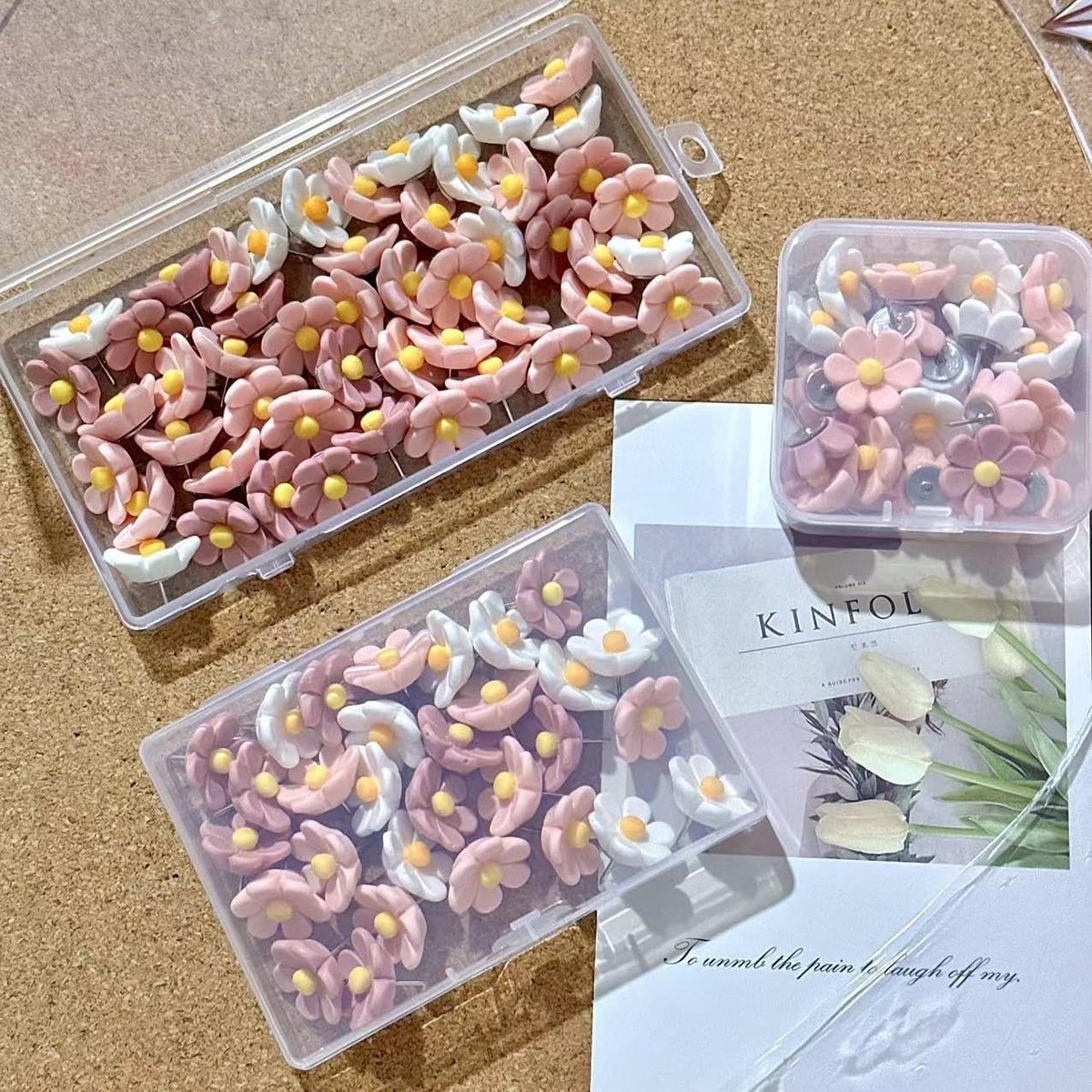 30 Bloemvormige Punaises voor Creatieve Decoratie, Schattige Muurpunaises voor Kurkbord en Fotowand, Bureau- en Woondecoratie