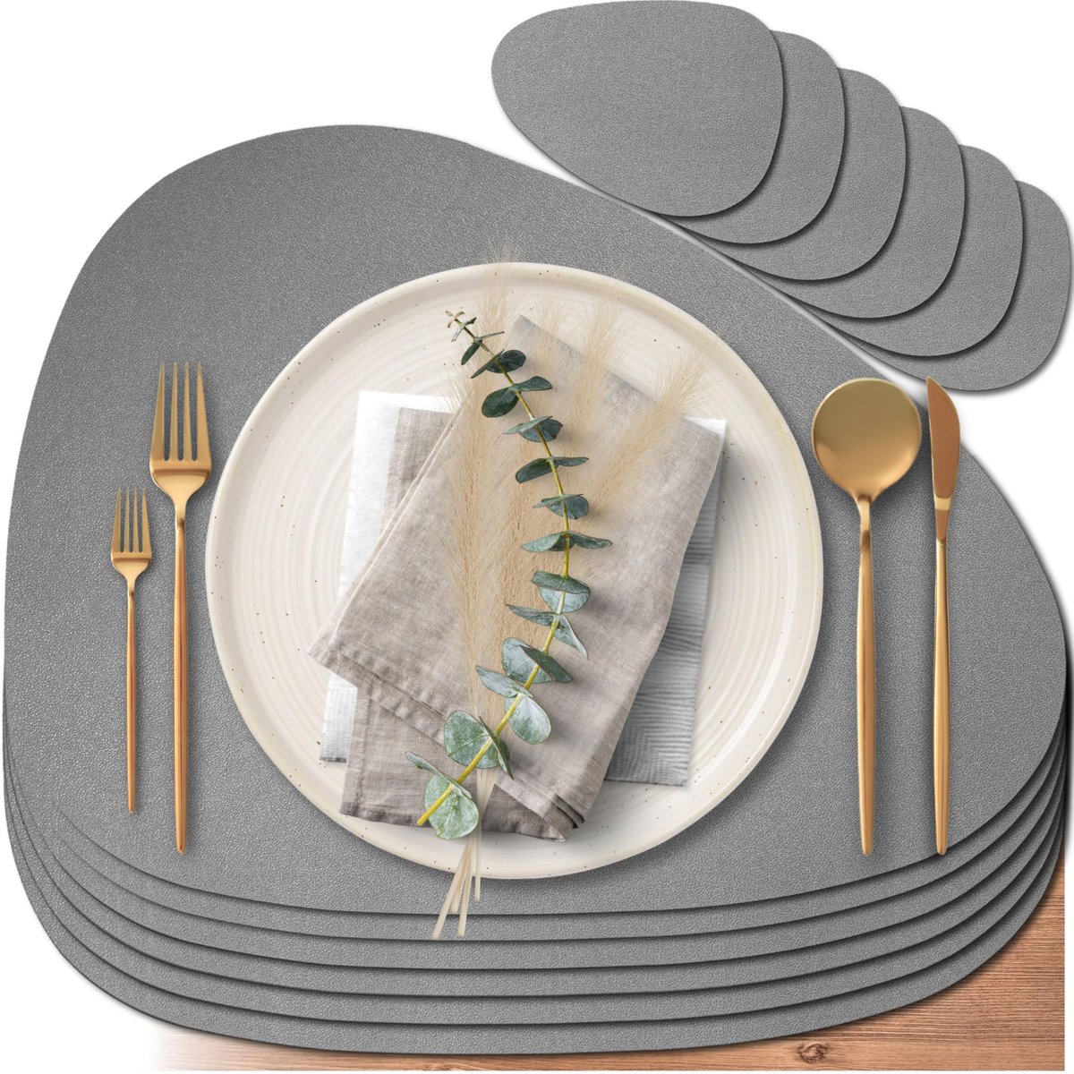 Placemats 6-delig - imitatieleer - waterdicht - stijlvol tafelaccessoire - ShopVlot