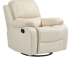 HOMCOM relaxfauteuil met verstelbare rugleuning en sta-opfunctie - Ligfauteuil - Schommelstoel - Cremewit