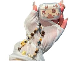 Earbuds Case for AirPods Pro 2nd Generation with Keychain, Cute Cartoon Pattern Design Headphones Protective Case for Air Pod Pro 2 (Capibara)