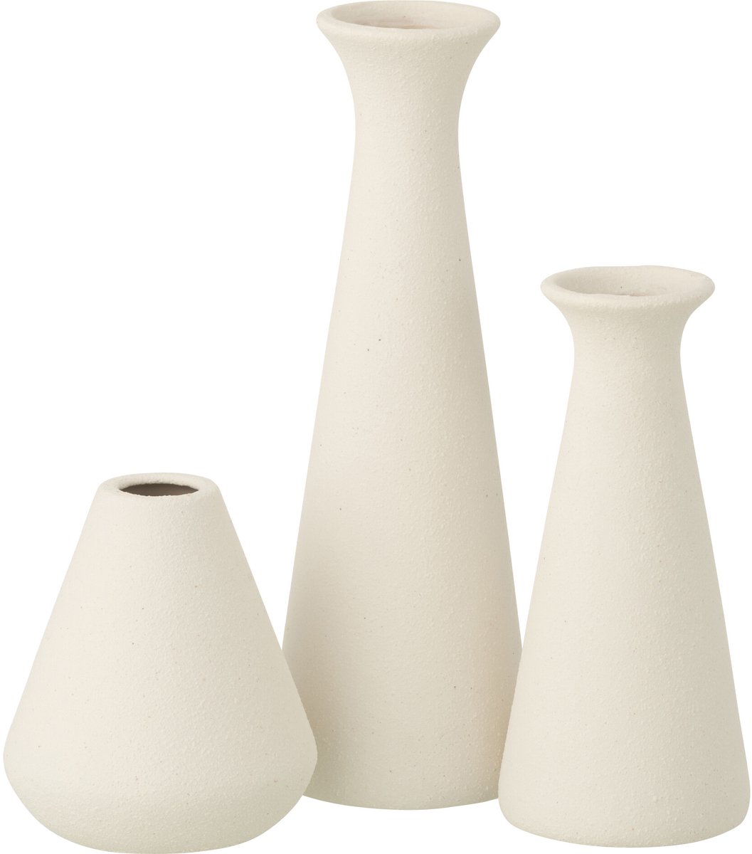 J-Line vaas Soliflore - porselein - wit - set van 3