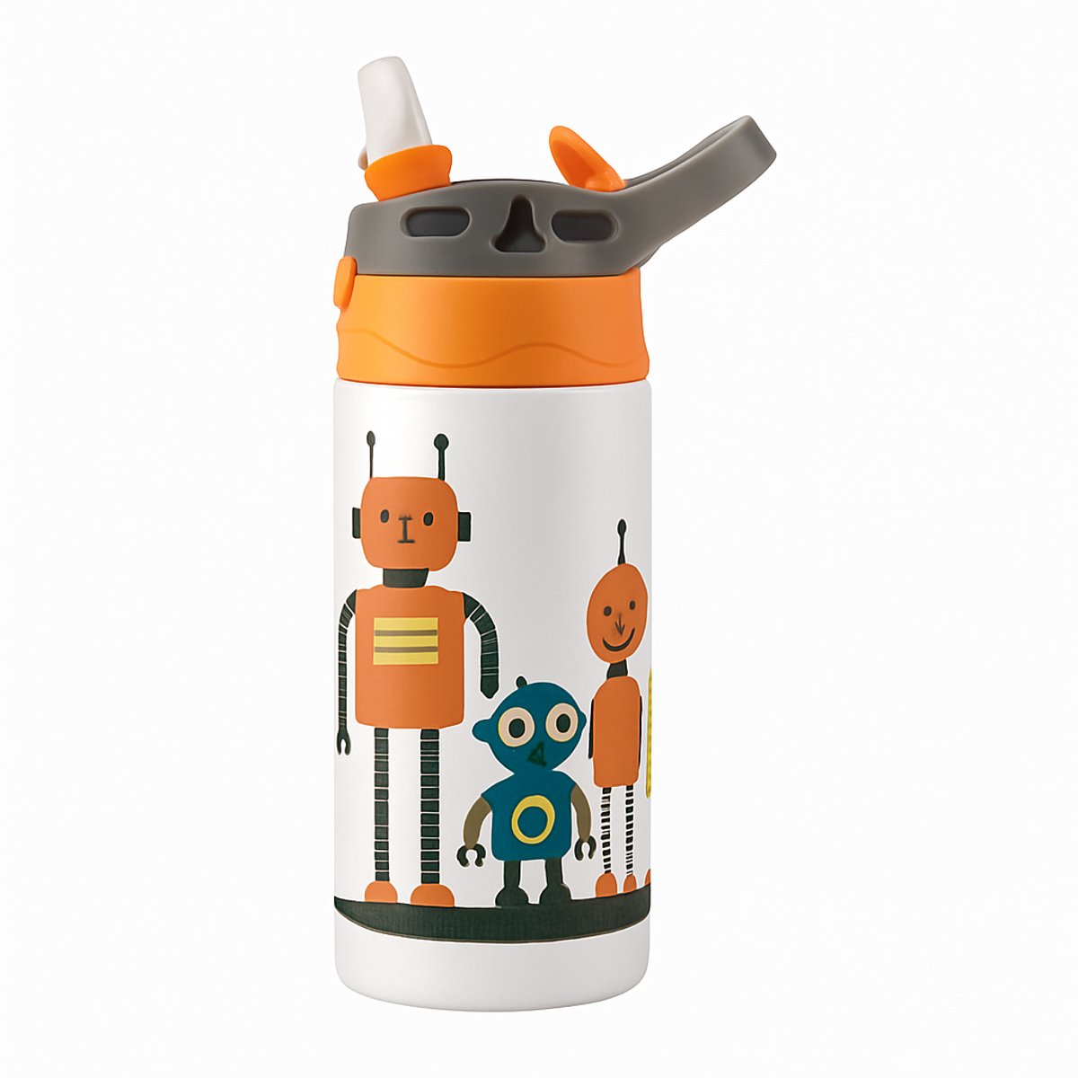 Klassieke 'il_1140xN.8155609628_rr02' Drinkfles – Stijlvolle Drinkfles voor Design Liefhebbers - Waterfles voor kinderen (wit/oranje)