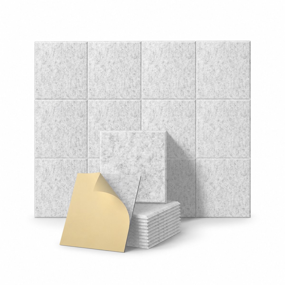 Beyahl - Akoestische Wandpanelen 12 Stuks Zelfklevend - Geluidsabsorberende Panelen 30x30 cm - Polyester Geluidsdemping voor Kantoor, Studio en Thuiswerkplek - Wand- en Plafondmontage