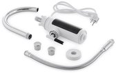 EASYmaxx Warm- en koudwaterkraan met doorstroomboiler, met digitale led-temperatuurweergave, ideaal voor werkplaats, garage, camping, tuin en terras, eenvoudige montage, wit/roestvrij staal