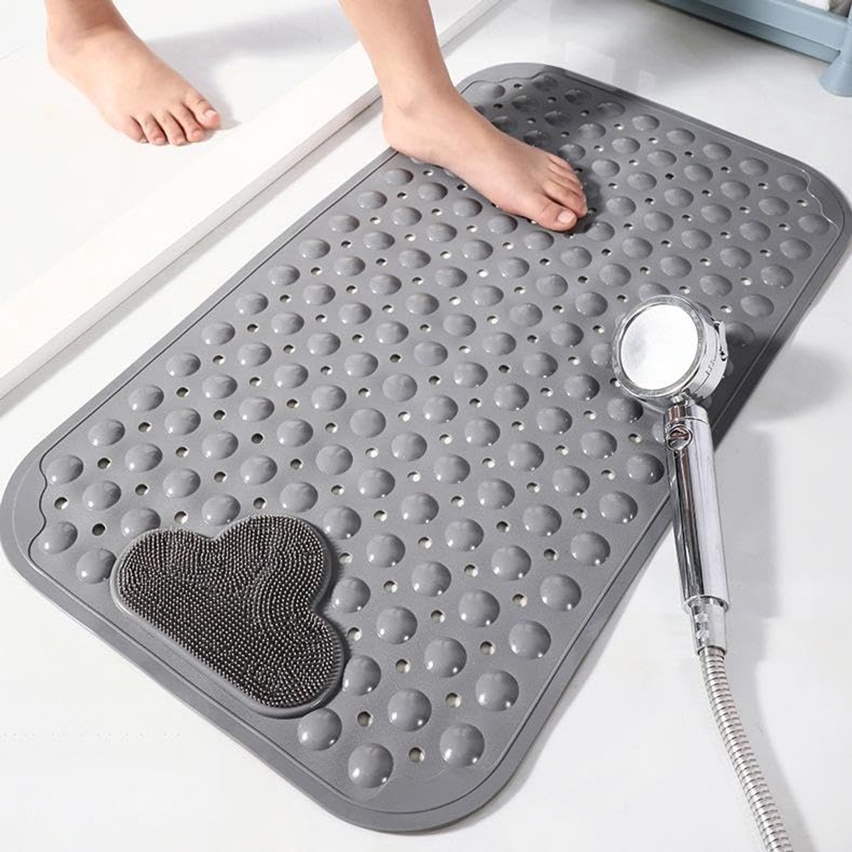 1 Donkergrijze douchemat - met afvoergaten - 40x70 cm - Antislip en gemakkelijk schoon te maken - Geschikt voor doucheruimtes en badkamers