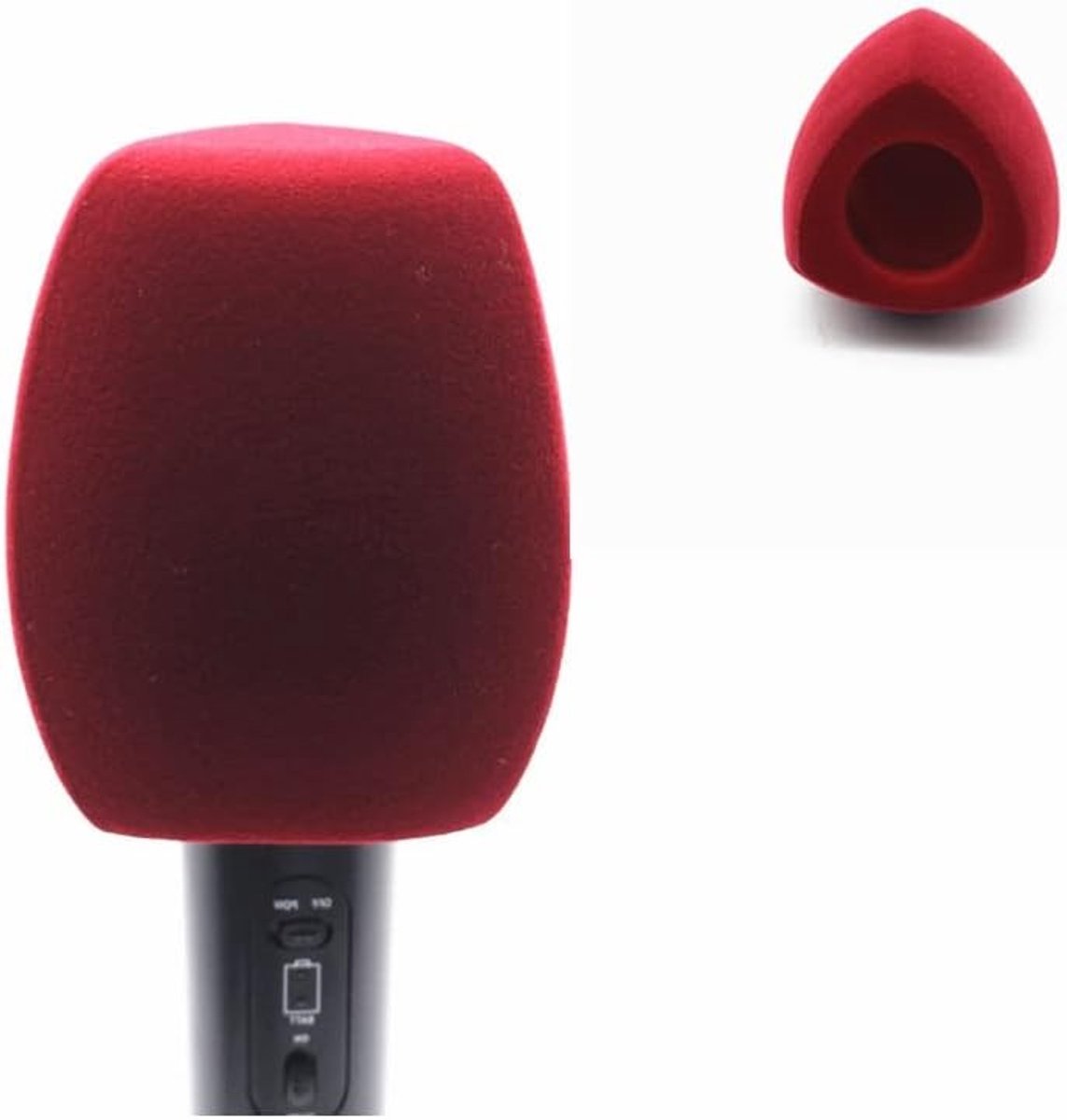 Flock Schuim Windscreens voor Handmicrofoons - Ideaal voor TV Interviews, Geluidsisolatie en Bescherming (Driehoek, Rood)