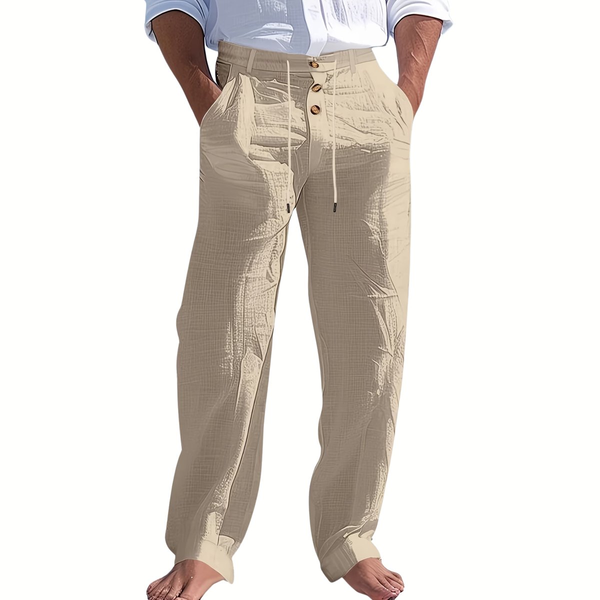 Currero Linnen Broek Heren - Zomerbroek - Volwassenen - Lange Broek - Pantalon - Strandbroek - Zomer - Ibiza Stijl - Khaki XXXL
