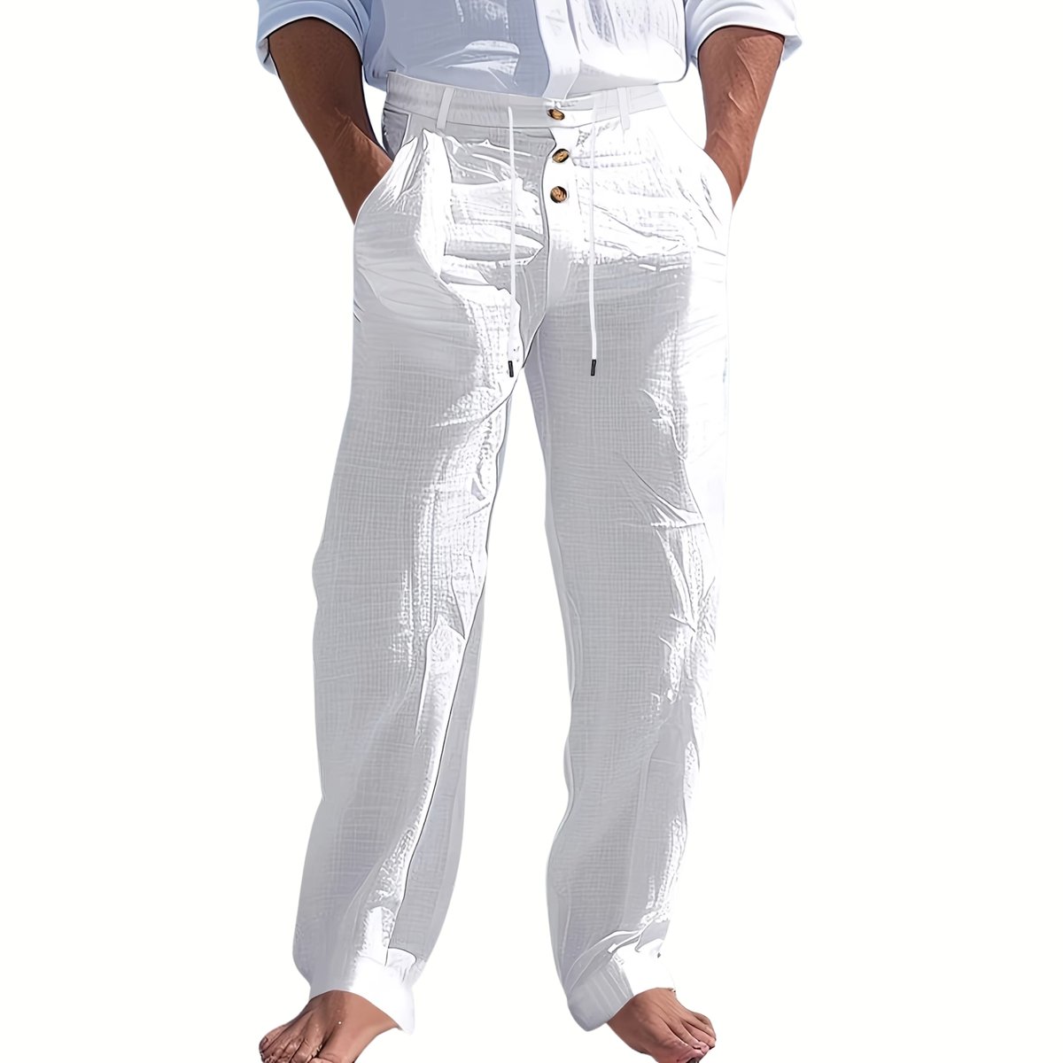 Currero Linnen Broek Heren - Zomerbroek - Volwassenen - Lange Broek - Pantalon - Strandbroek - Zomer - Ibiza Stijl - Wit XXXL