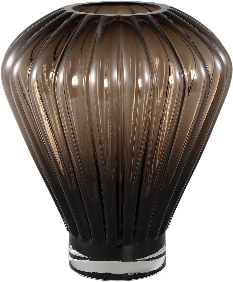 PTMD Jayci Brown Glass Solid Glass Ribbed Vase L