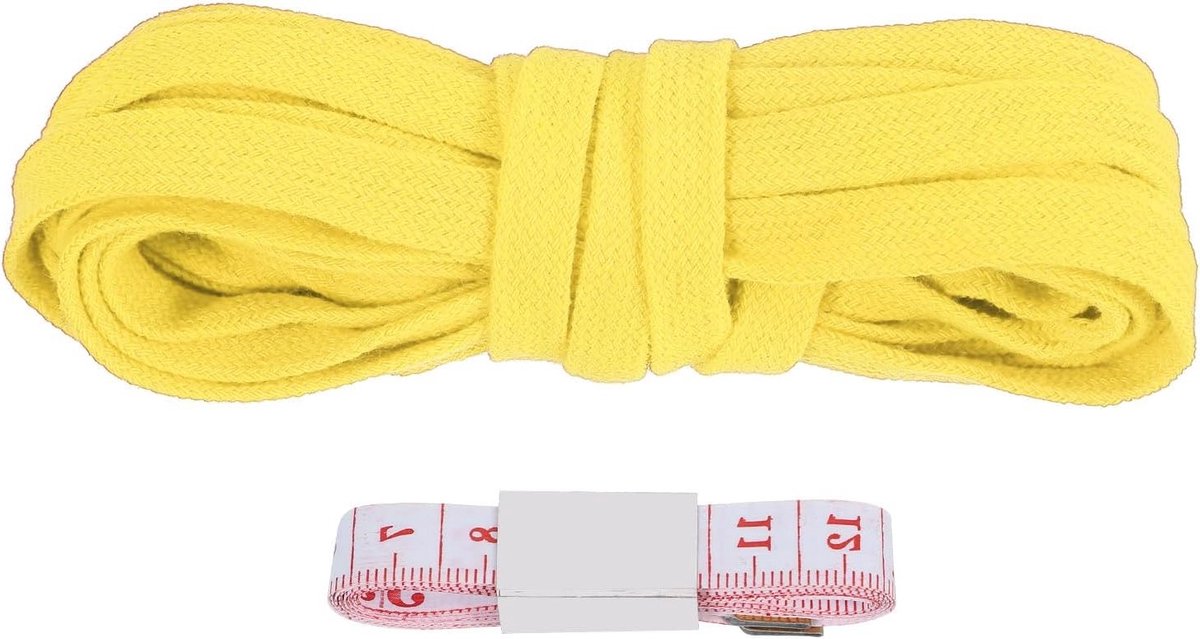 Plat trekkoord 10 mm x 5 m, vervangend zacht katoenen koord voor hoodies, joggingbroeken en shorts, geel